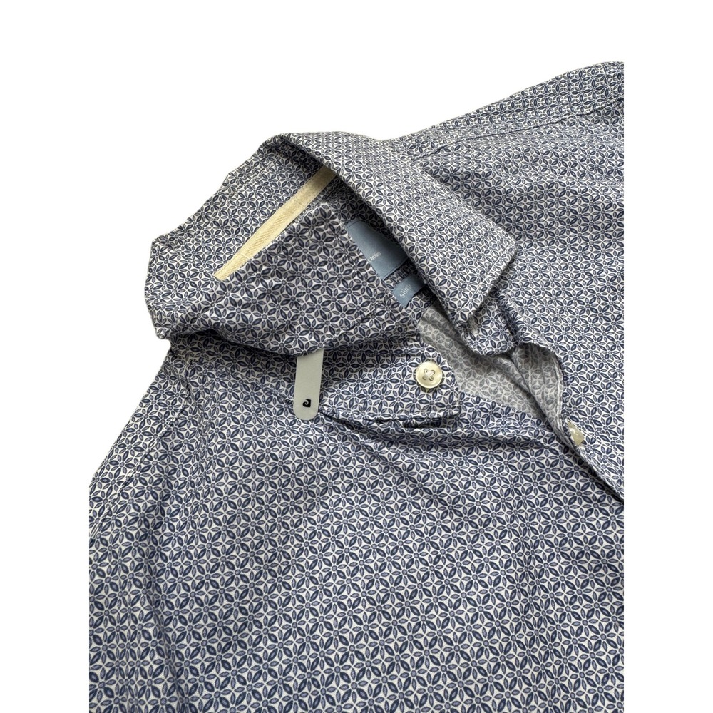 Pierre Cardin Mens Slim Fit Long Sleeve Dress Shirt Size 40 (M) Blue Pattern - Picture 10 of 16